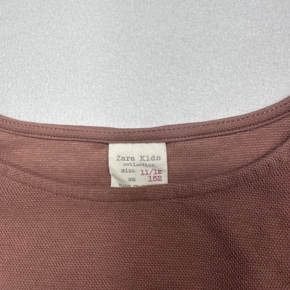 Zara Kids T-Shirt Dress Girls 11/12 Mauve Tout est Magique Long Sleeve Knit - Picture 7 of 10